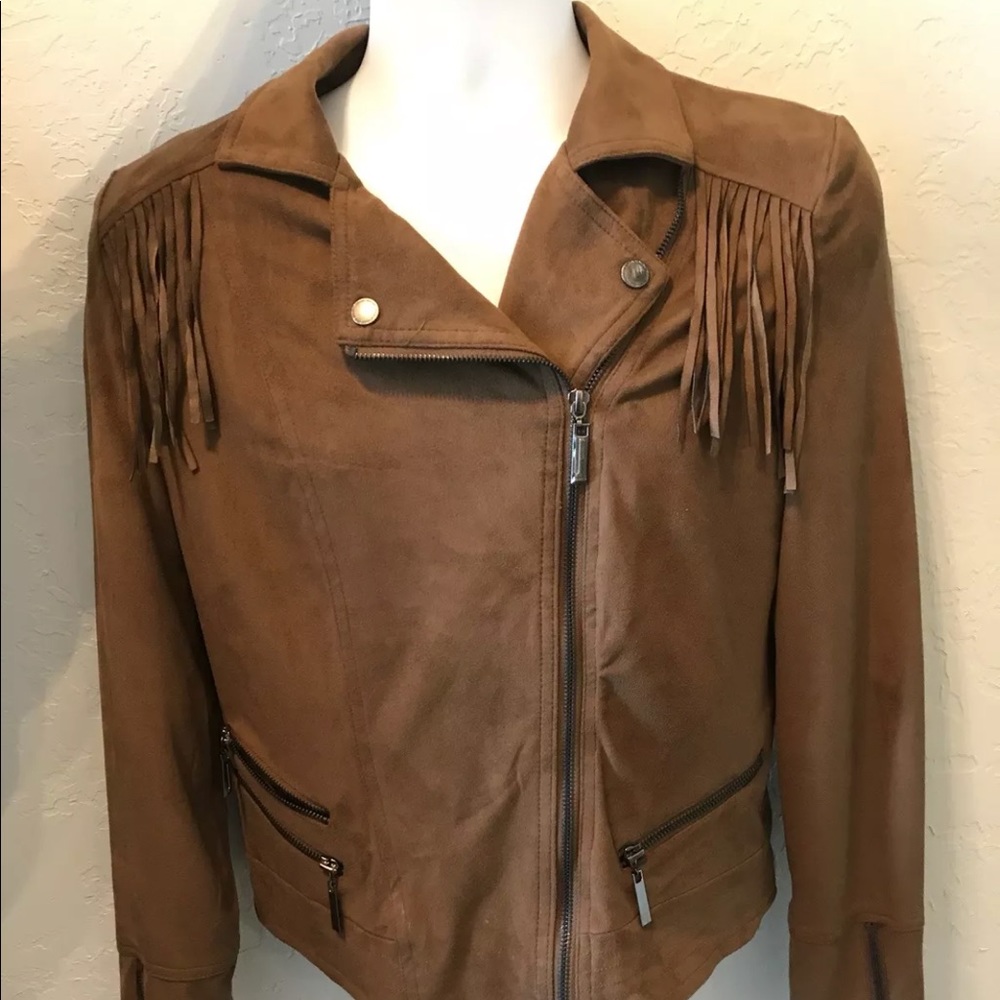 Women’s Brown Sued Fringe Jacket Size